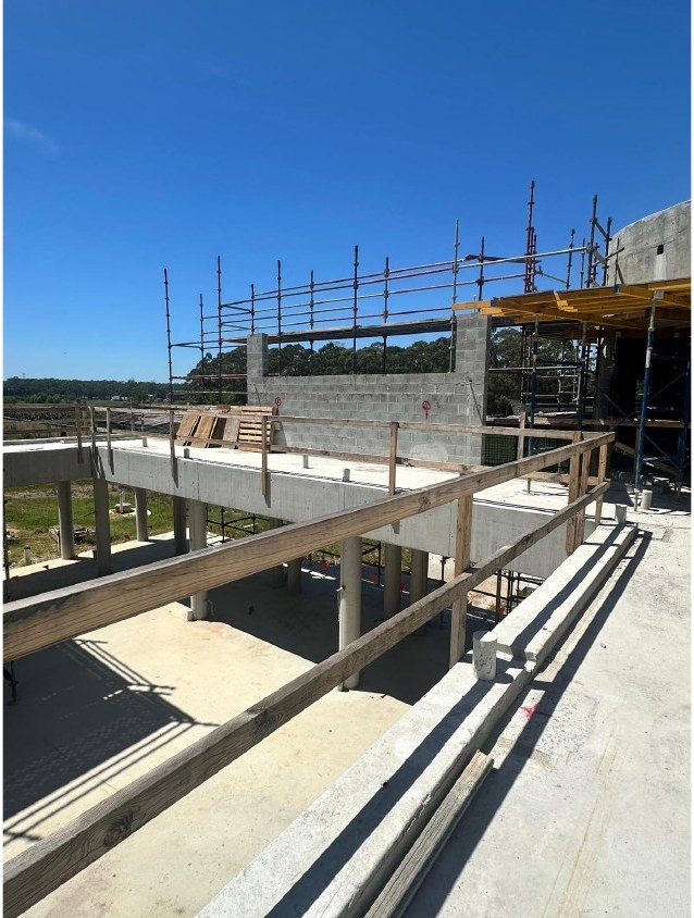 Elevated concrete slab and columns